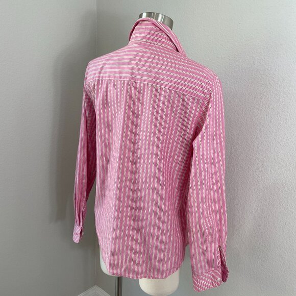 Foxcroft Womens 10 Wrinkle Free Shaped Fit Button Up Shirt Long Sleeve Blouse - Picture 4 of 7